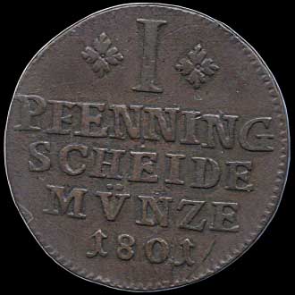 Reverse - Brunswick-Wolfenbuttel - 1 Pfenning - 1801