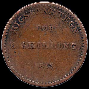 Reverse - Denmark - 6 Skilling - 1813