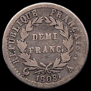 Reverse - France - Demi Franc - 1808