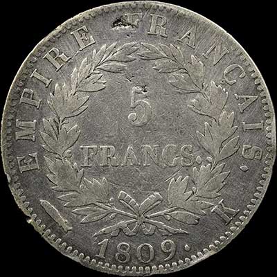Reverse - France - 5 Francs 1809