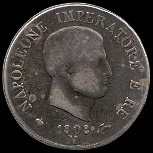 Obverse - Kingdom of Napoleon - 5 Lire 1808