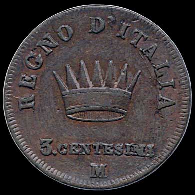 Reverse - Kingdom of Napoleon - 3 Centesimi (1809)