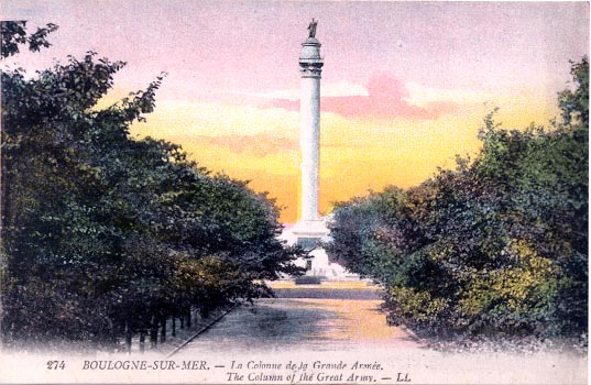 A watercolored postcard of the column...