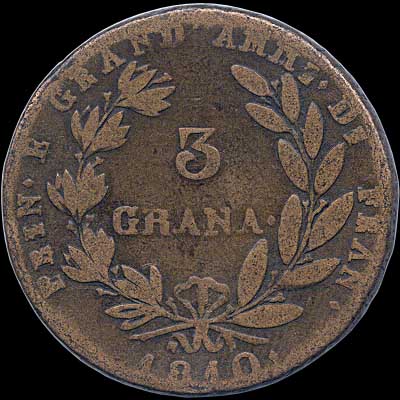 Reverse - Naples - 3 Grana - 1810