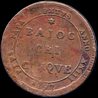 Reverse - Papal States 5 Baiocchi - 1797