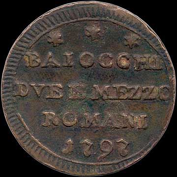 Reverse - Papal States 2 1/2 Baiocchi - 1797