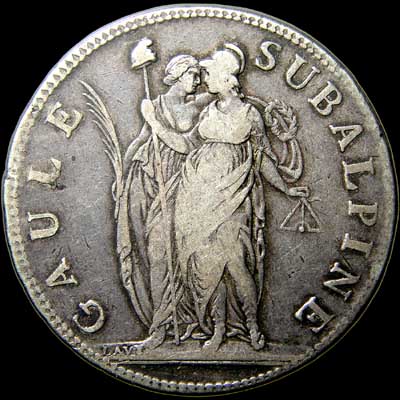 Obverse - Subalpine Republic 5 Francs - 1802