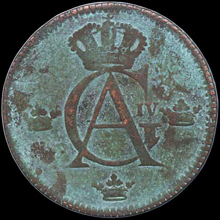Reverse - Sweden - 1/2 Skilling 1802