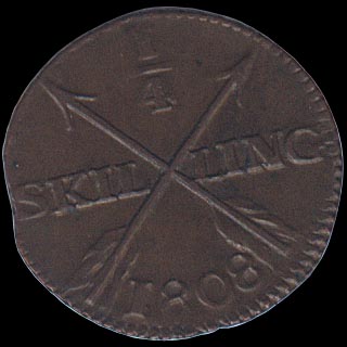 Reverse - Sweden - 1/4 Skilling 1808