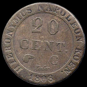 Reverse - Westphalia - 20 Centimes - 1808