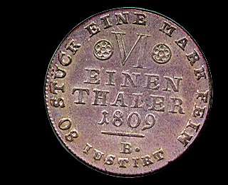 Reverse - Westphalia - 1/6 Taler - 1809