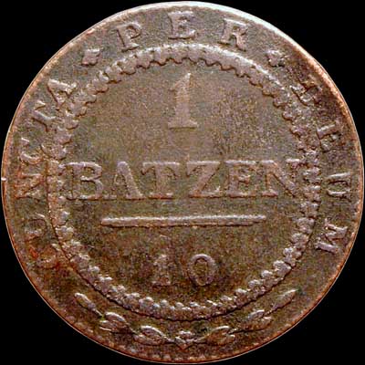 Reverse - Swiss - 1 Batzen - 1809